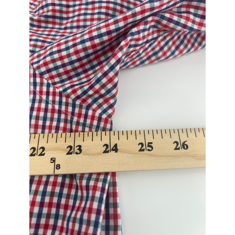 Steven Alan Mens XL Gingham Check Button Down Shirt Red Navy Blue Long Sleeve - Picture 5 of 6